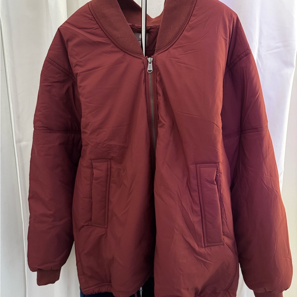 Free People Oversized Maroon Bomber Jacket